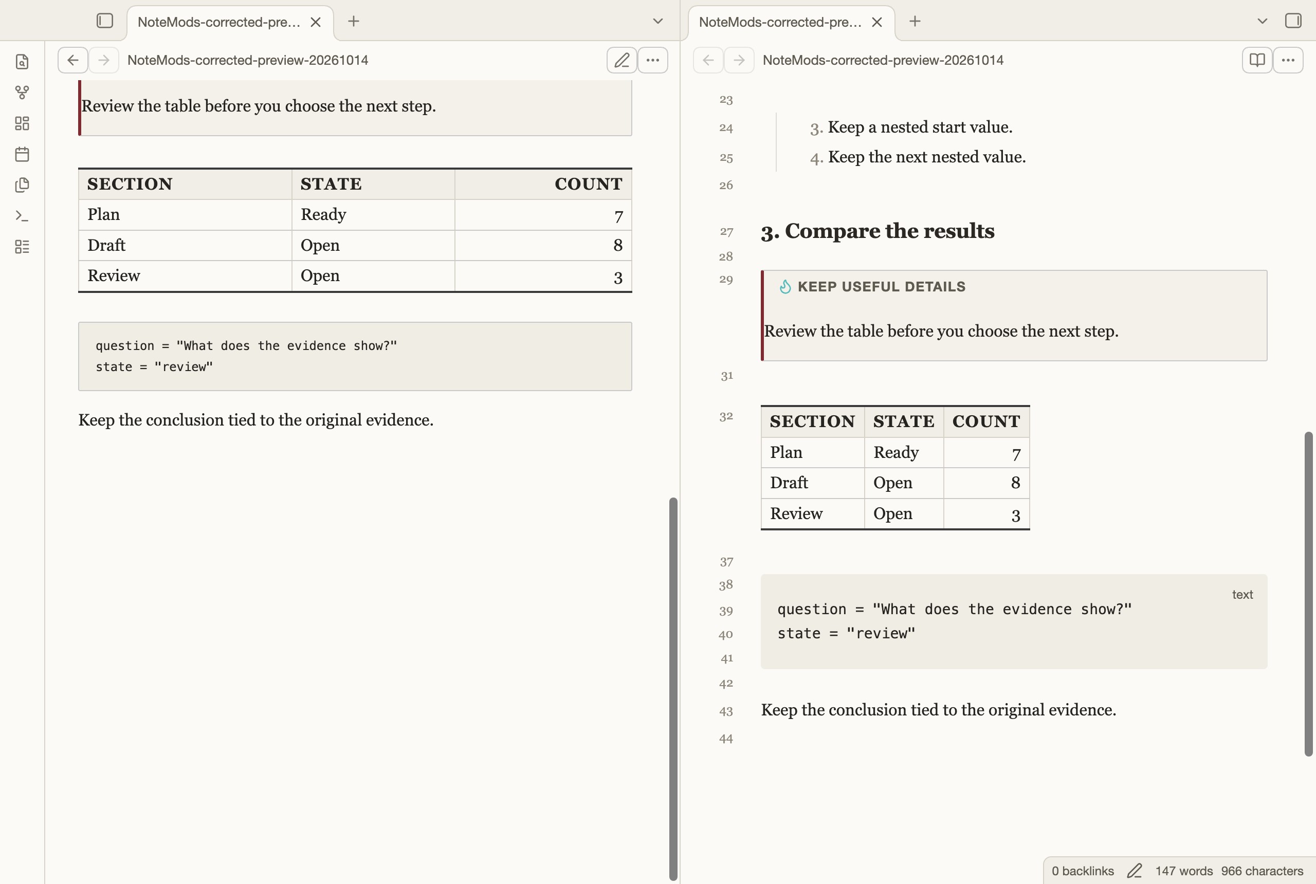 Academic Paper in Obsidian, light mode, callouts and table.