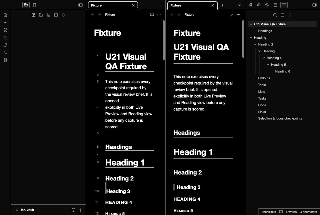 Aegis Contrast in Obsidian, dark mode, workspace.