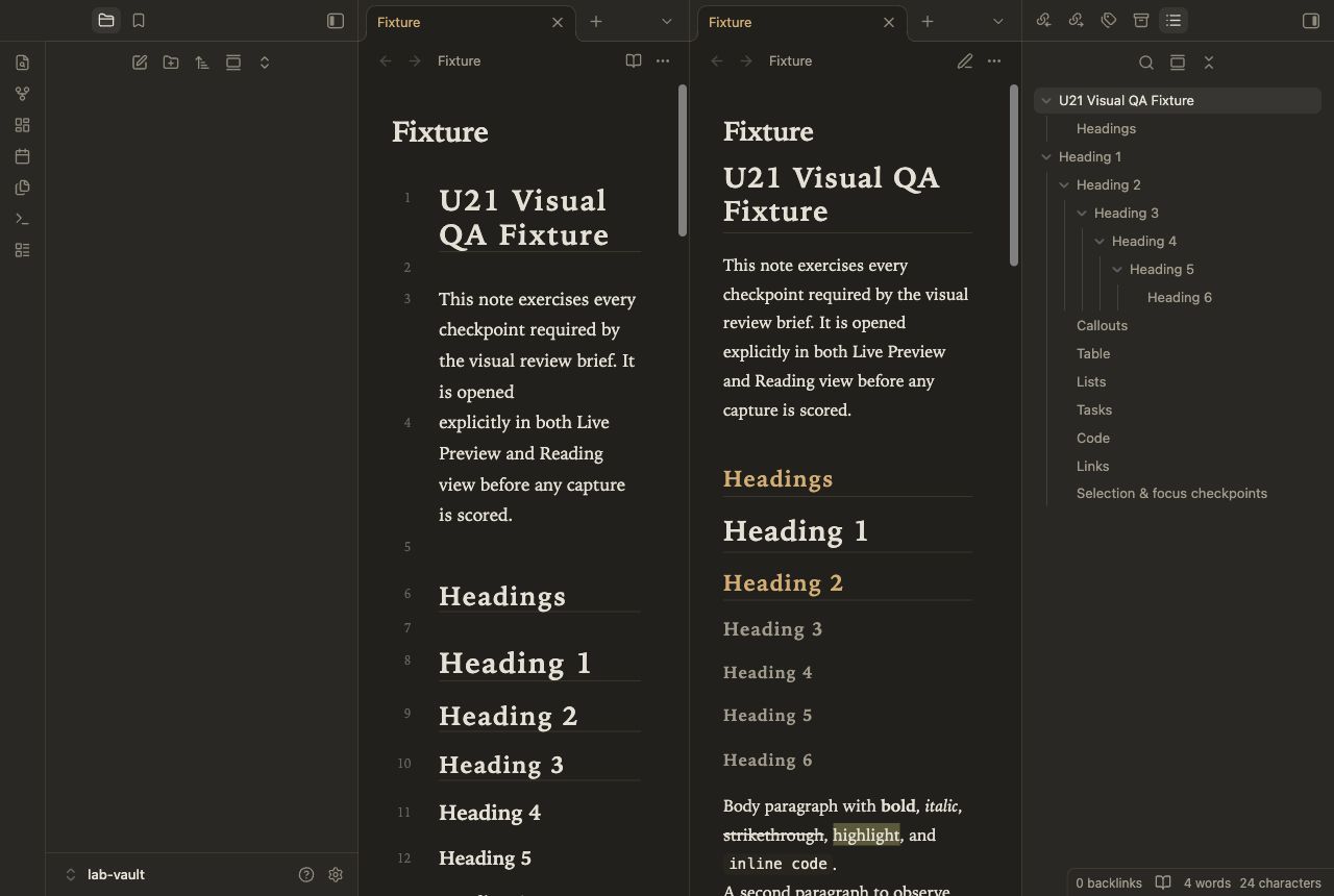 Drafting Room in Obsidian, dark mode, workspace.