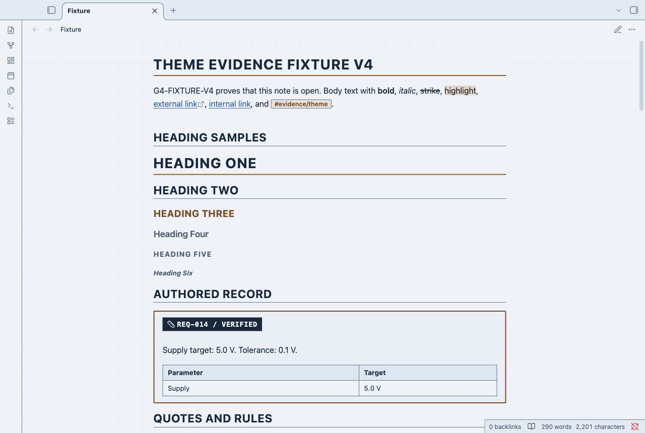 Engineering Notebook in Obsidian, light mode, workspace.