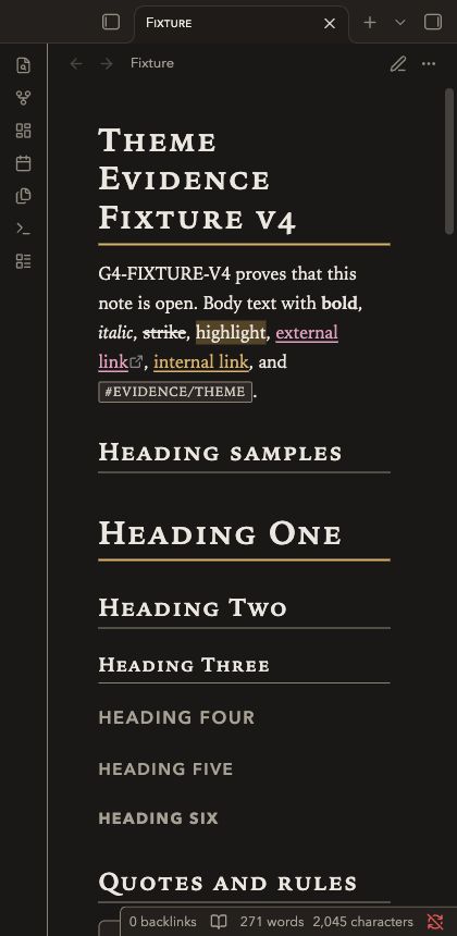 Gallery Marginalia in Obsidian, dark mode, narrow desktop workspace.