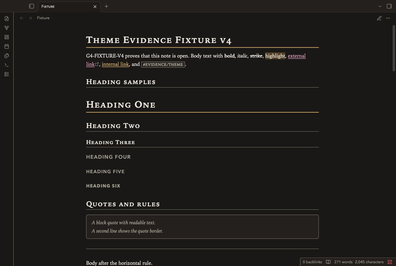 Gallery Marginalia in Obsidian, dark mode, workspace.