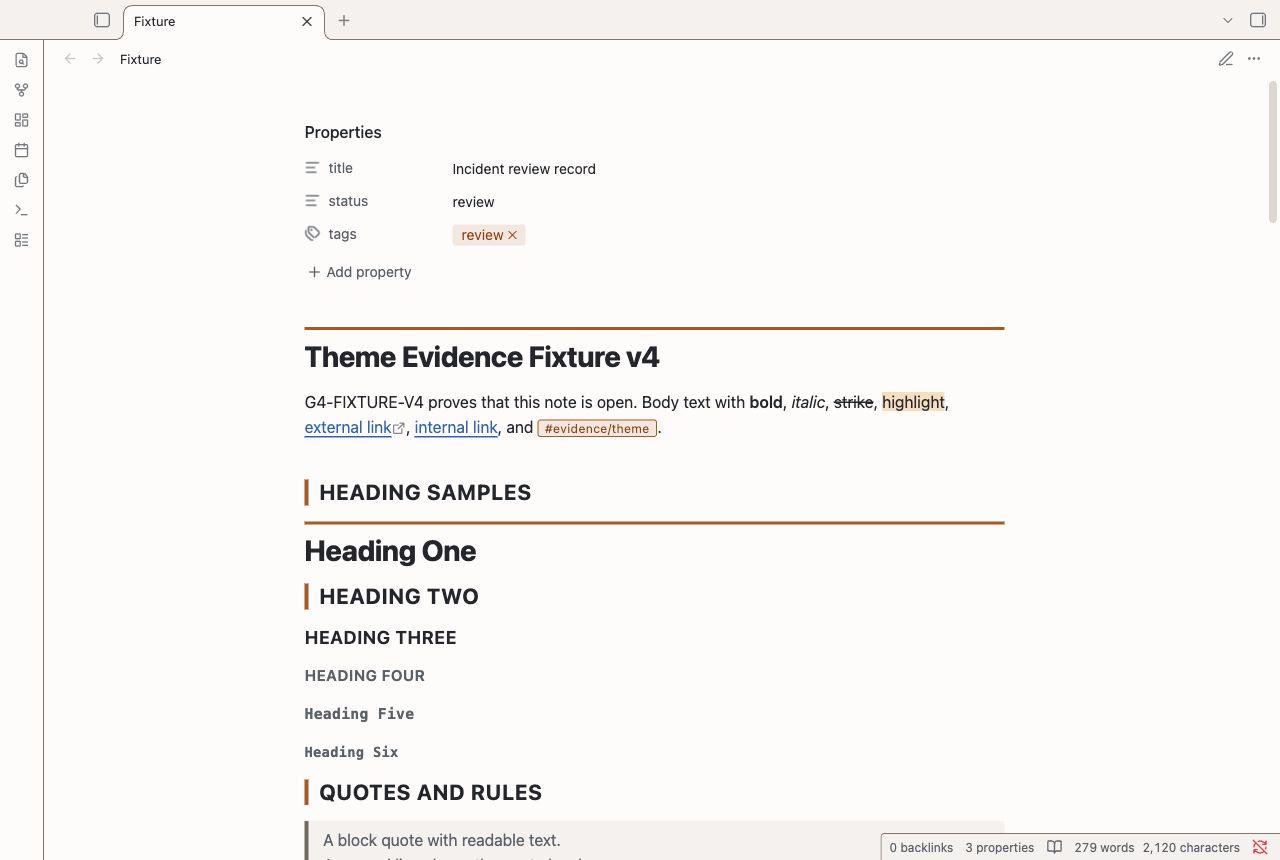 Incident Review in Obsidian, light mode, workspace.