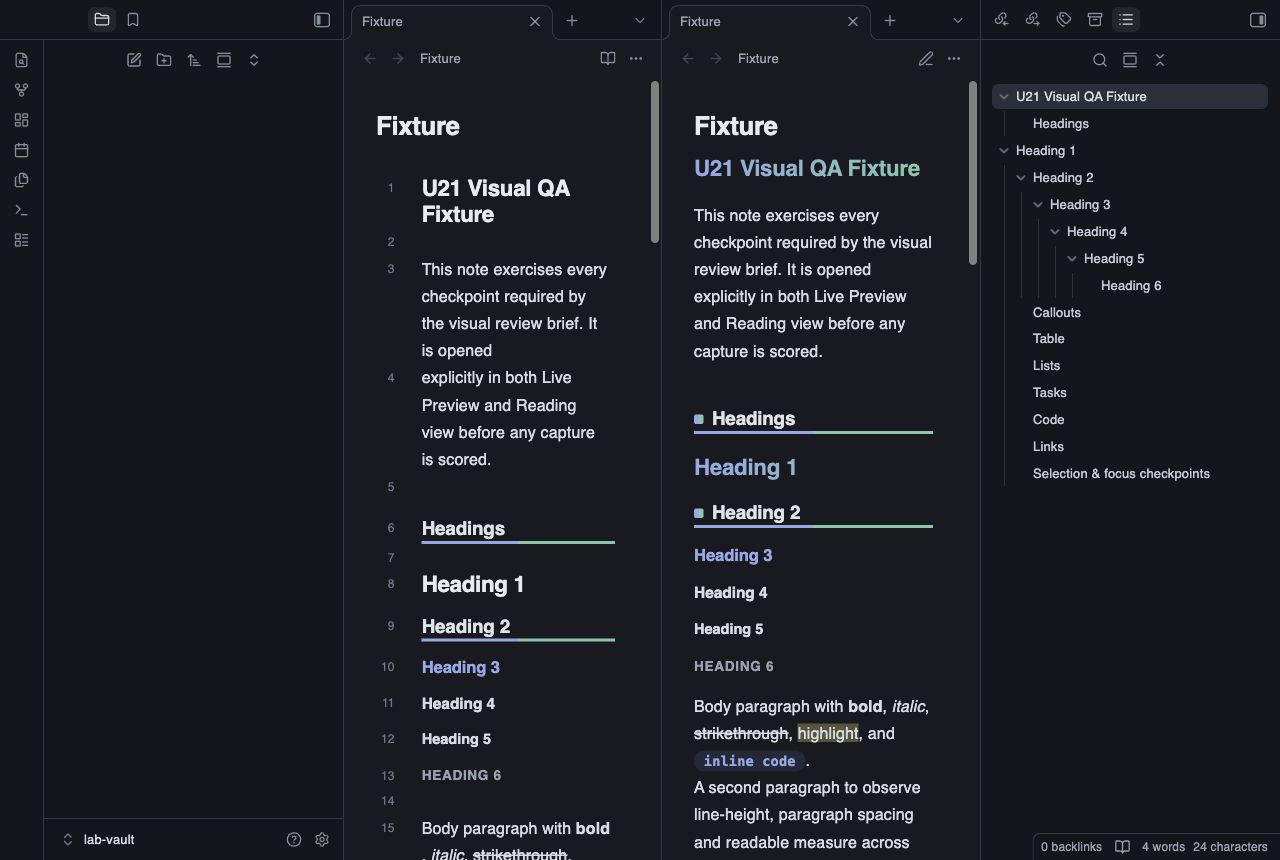 Language Learning in Obsidian, dark mode, workspace.