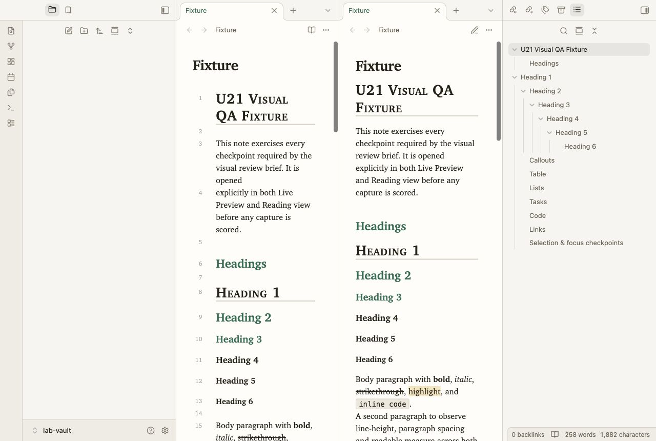 Ledger Task in Obsidian, light mode, workspace.