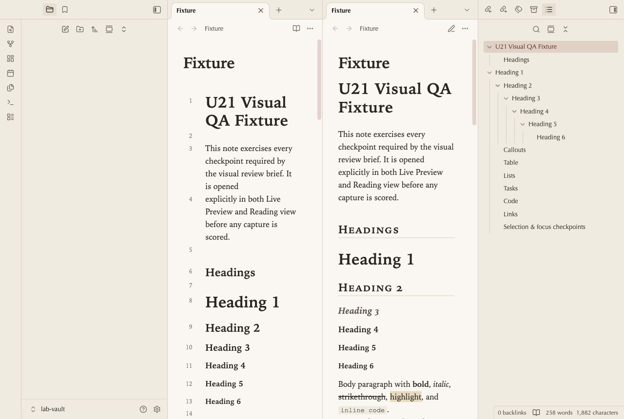 Lexicon in Obsidian, light mode, workspace.