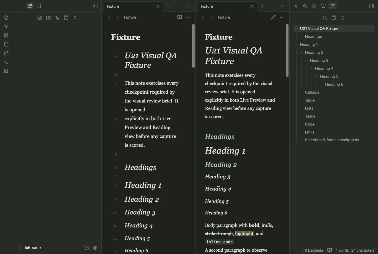 Morning Pages in Obsidian, dark mode, workspace.