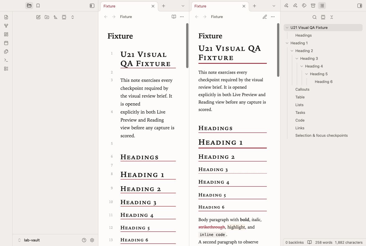 Red Pen in Obsidian, light mode, workspace.