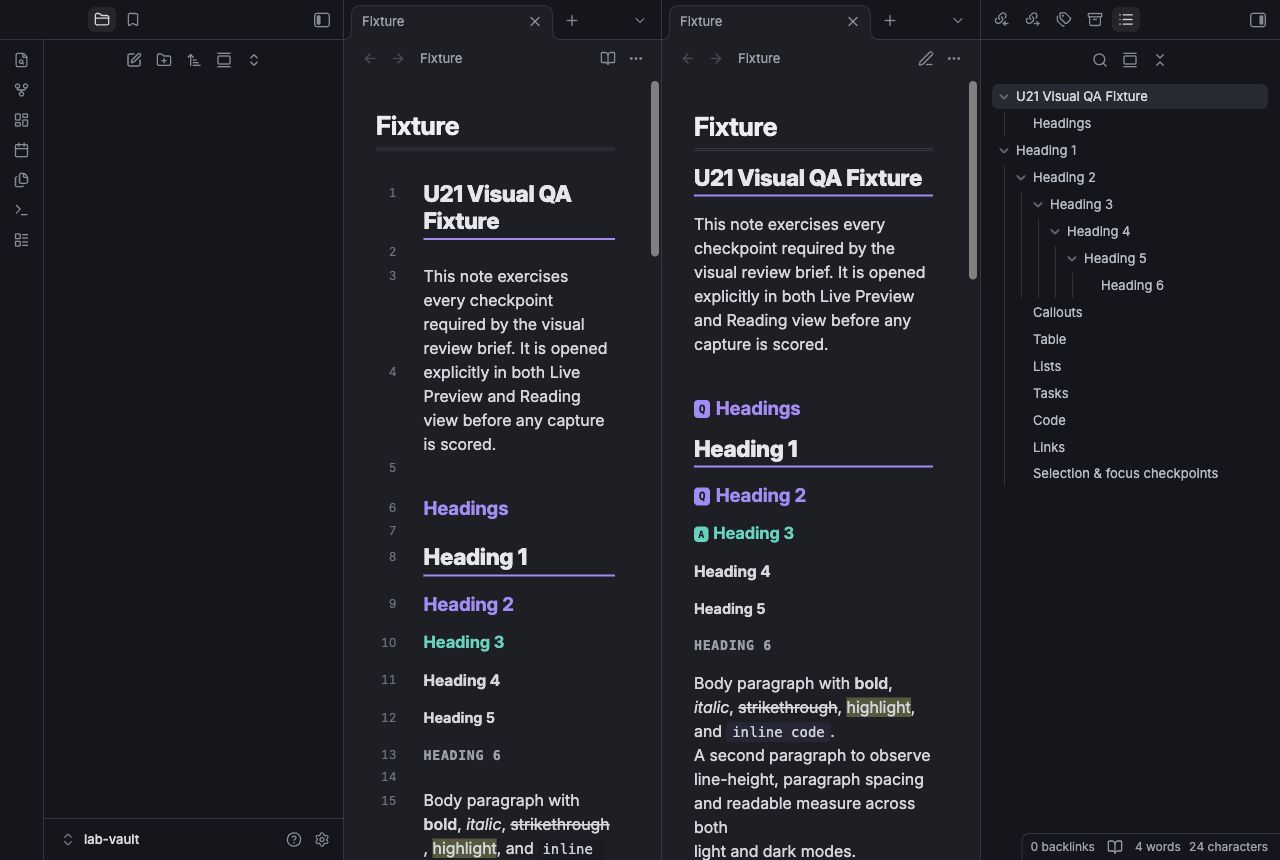 Revision Cards in Obsidian, dark mode, workspace.