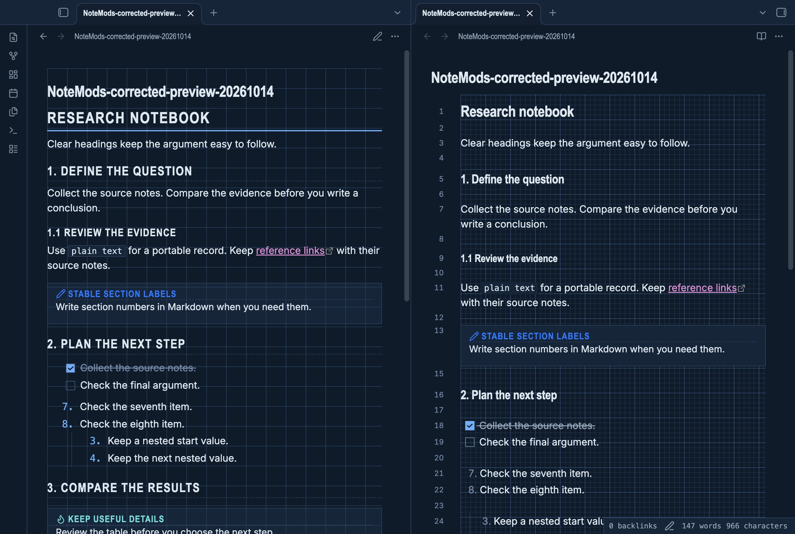 Schematic Draft in Obsidian, dark mode, workspace.
