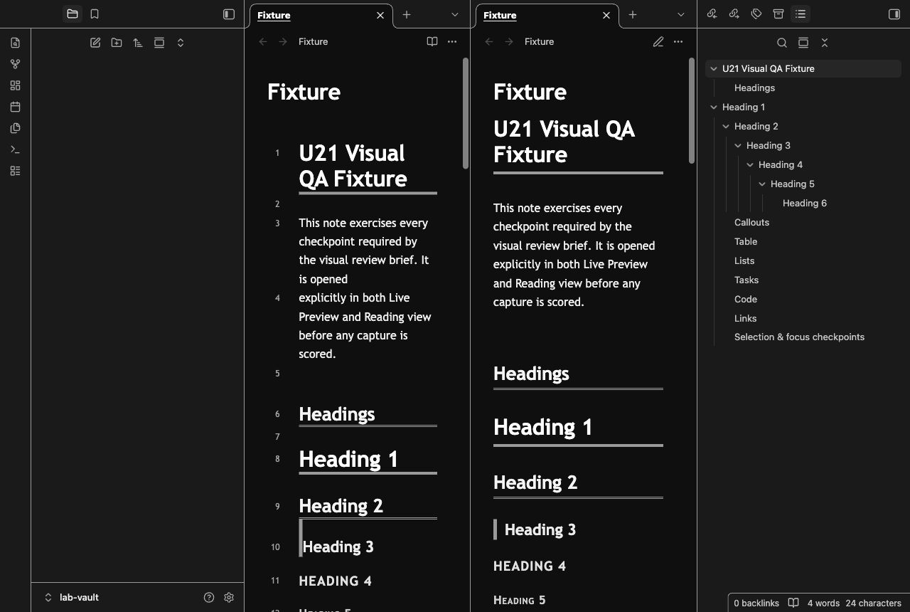 Shape First in Obsidian, dark mode, workspace.