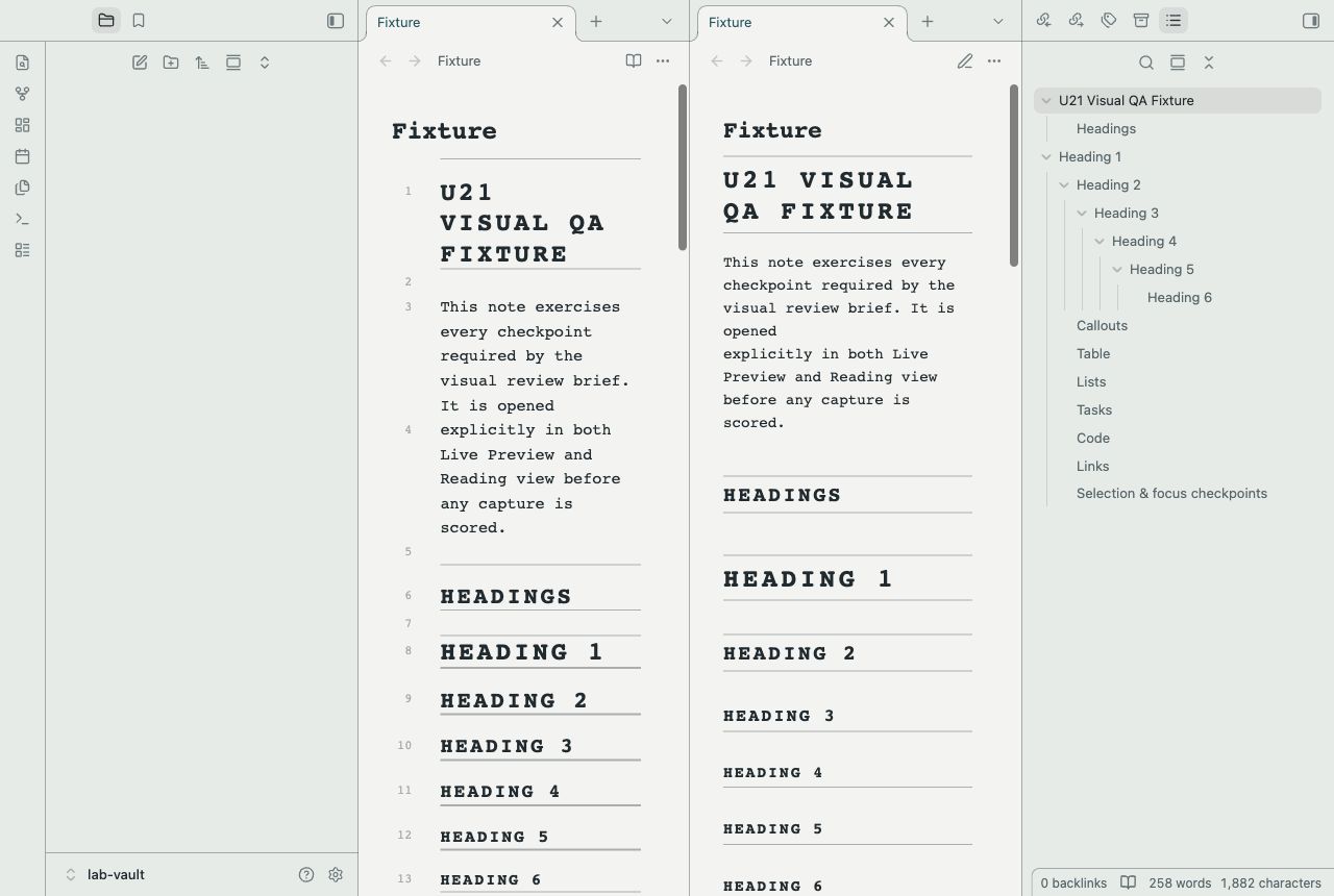 Slugline Notes in Obsidian, light mode, workspace.