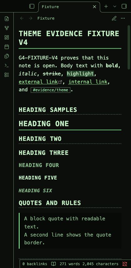 Terminal Notes in Obsidian, dark mode, narrow desktop workspace.
