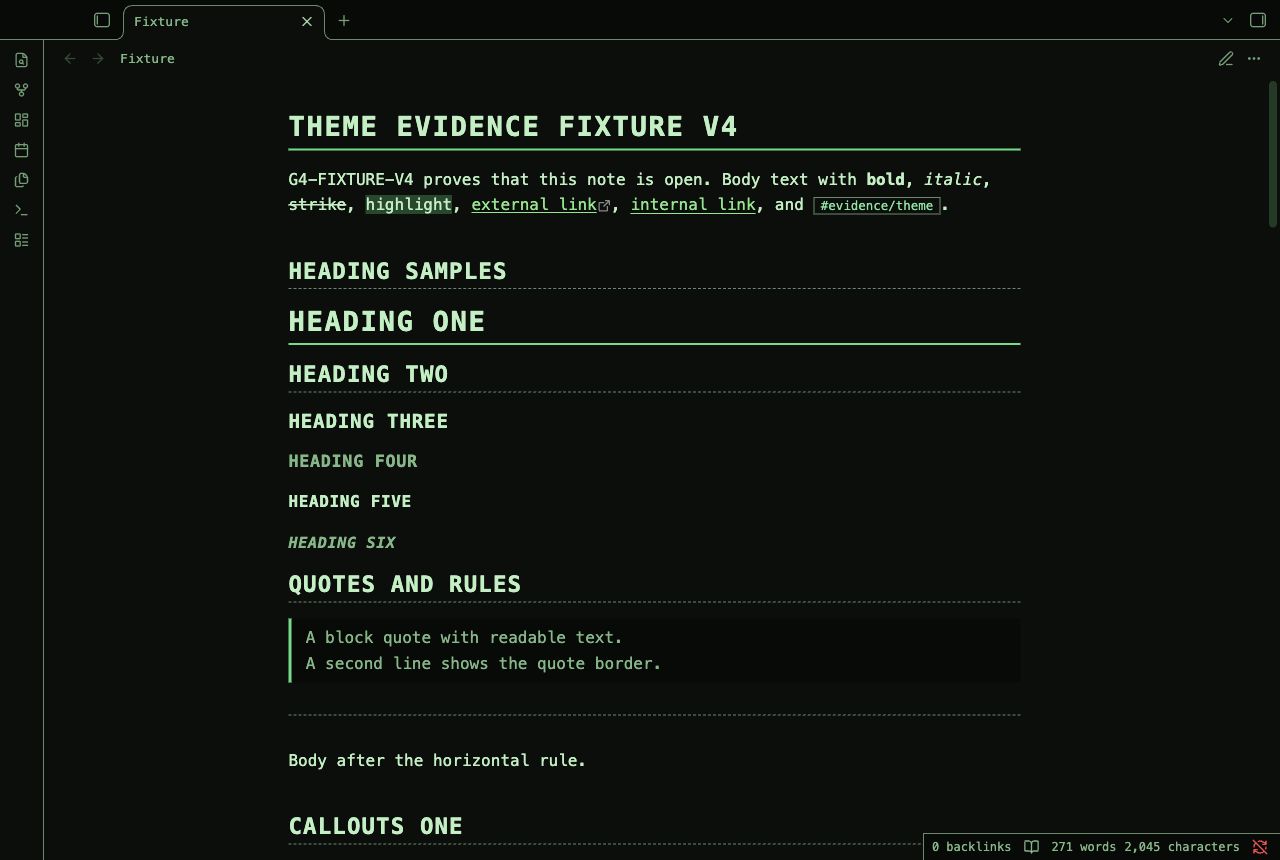 Terminal Notes in Obsidian, dark mode, workspace.