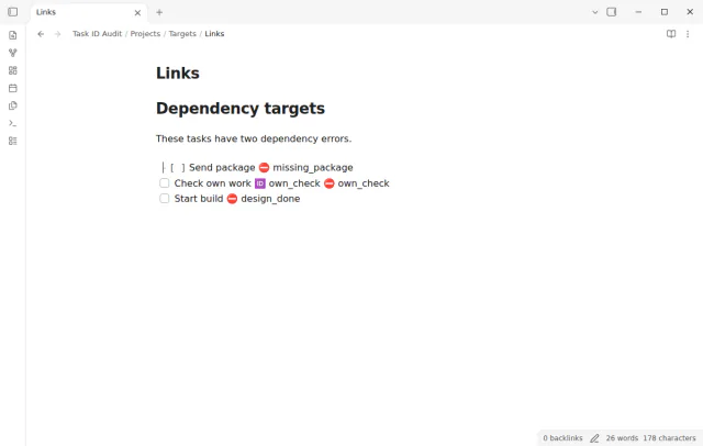 Source note with the cursor at a reported task