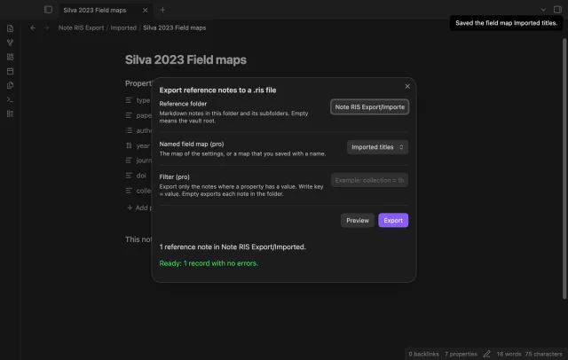 The named map Imported titles reads the title from paper_title.