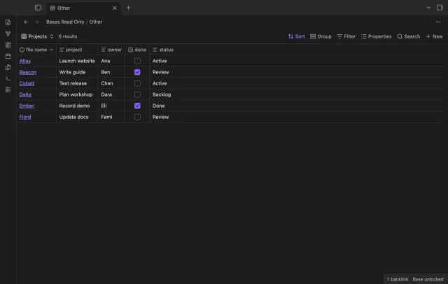 The separate unlocked scratch base retains its normal toolbar and editable cells.