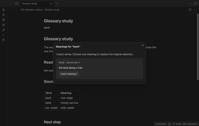 A fresh lookup shows an updated river meaning after manual reload.