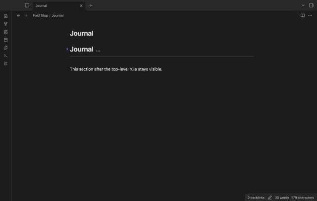 The Journal heading is folded above a visible divider and following text.