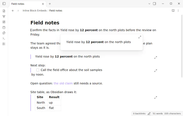 The core page preview of the source block, shown under the inline text.