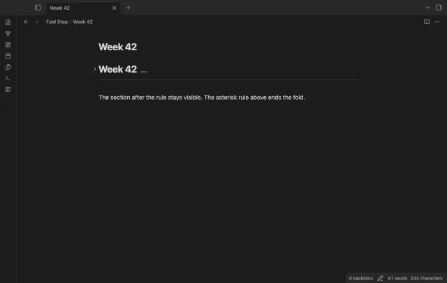 The Week 42 heading is folded above a visible following section.