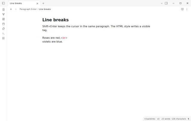 Two lines of a poem joined by an HTML line break in one paragraph.