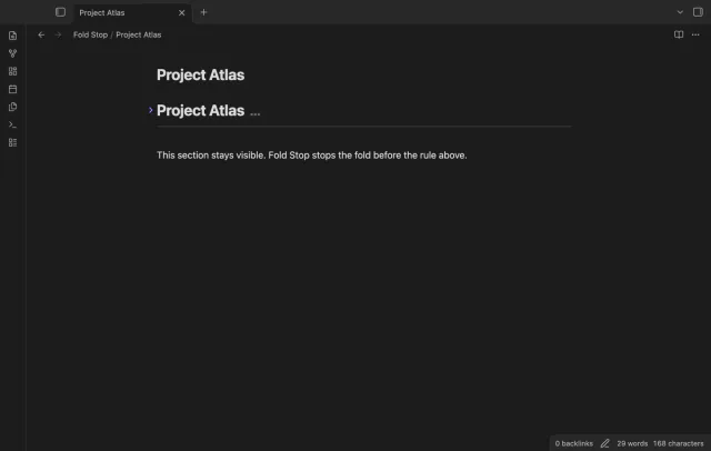 The Project Atlas heading is folded while the divider and following section stay visible.
