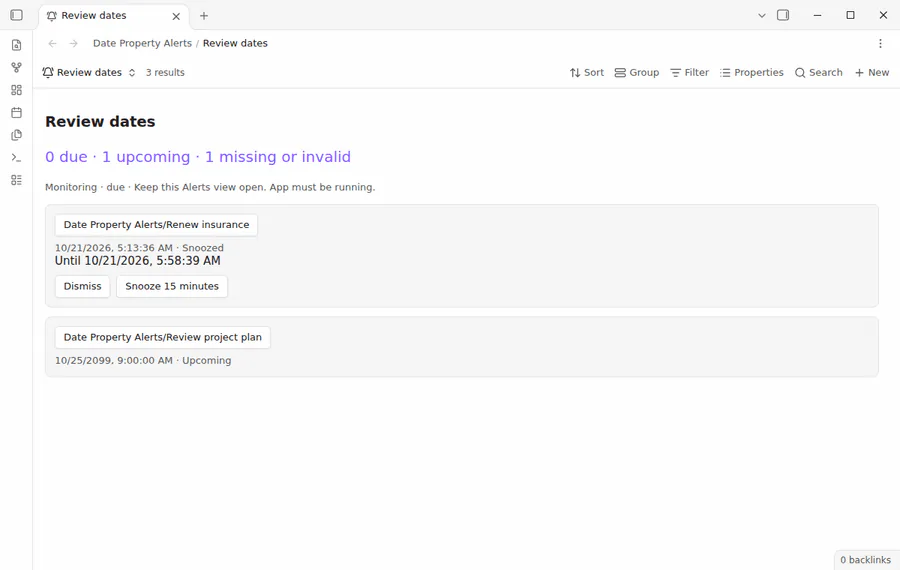 An alert source opens and a due note is followed from the list.