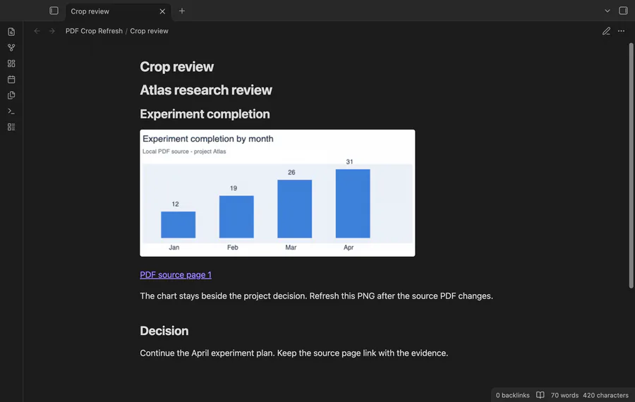Save a PDF crop, inspect its source data and refresh the saved image