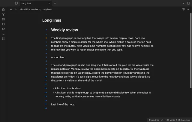 Relative numbers in blue and the hybrid cursor line number in orange.